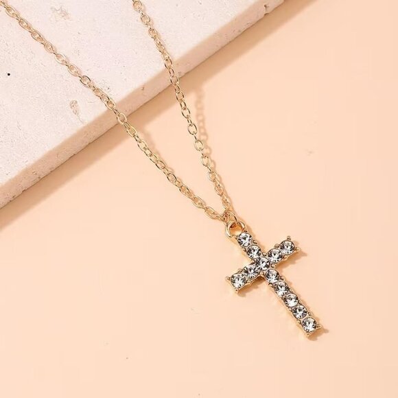 Lovely 14K Gold Plated Cross Necklace with Cubic Zirconia - Perfect Gift for Her - Picture 6 of 7